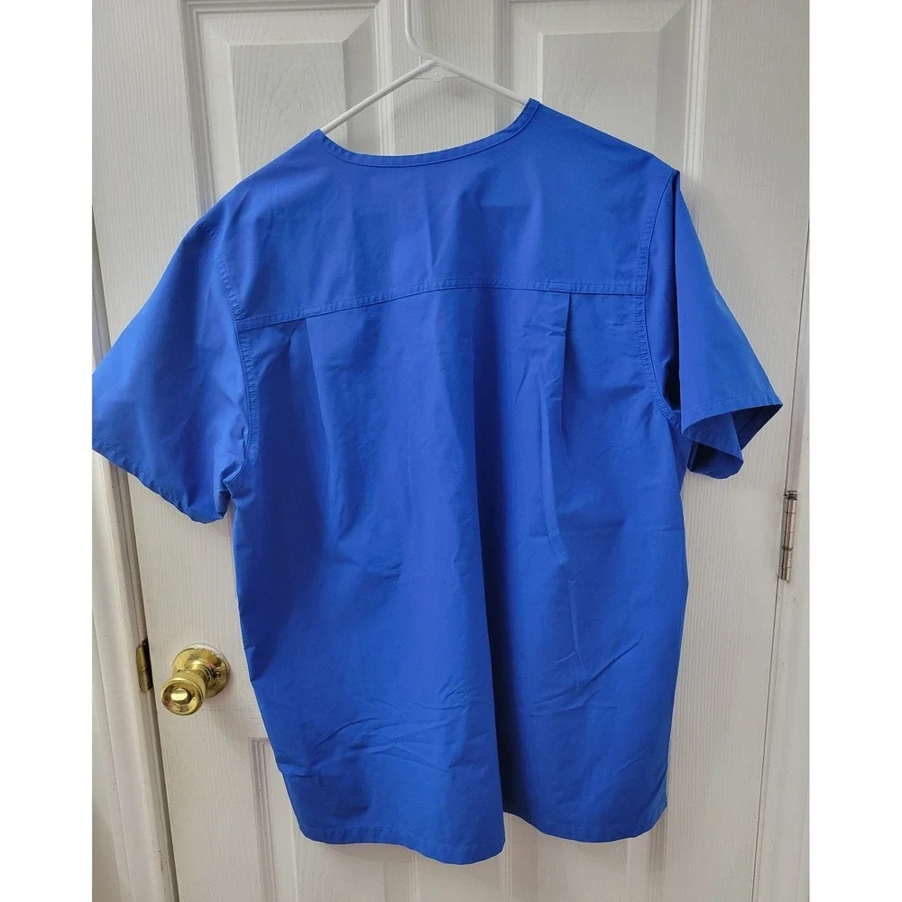 Carhartt Force Scrub Top Large Royal Blue Modern Fit V-Neck C16113 Short Sleve